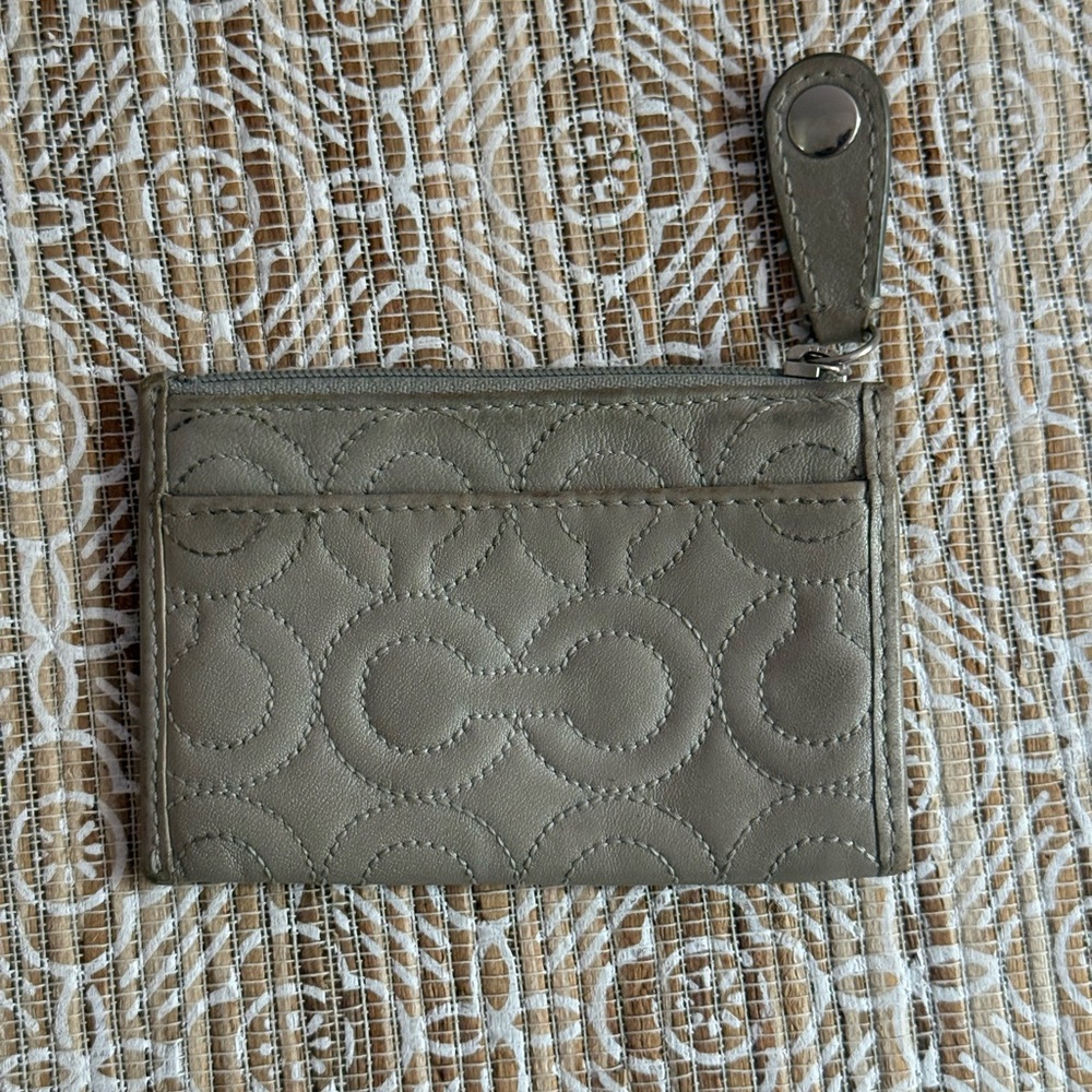 Coach Gray Quilted Card Holder